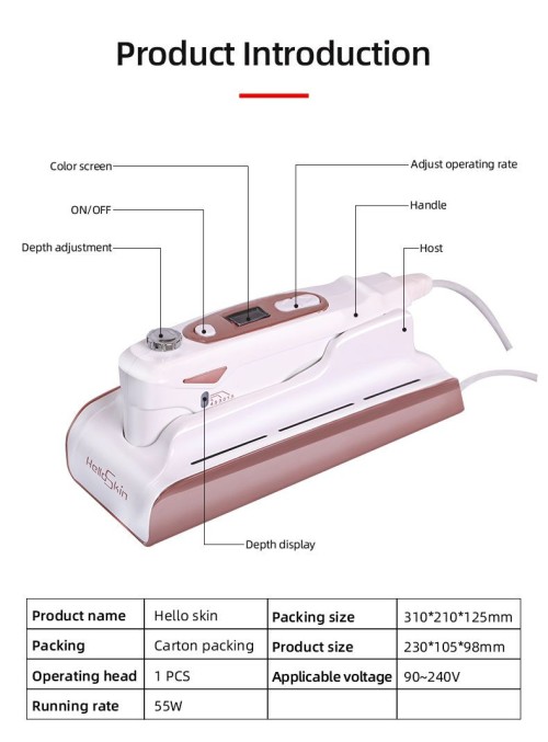 Gold RF Microneedle Beauty Device  Ice Hammer for Scar Removal Firming Rejuvenating Skin for Acne Scars