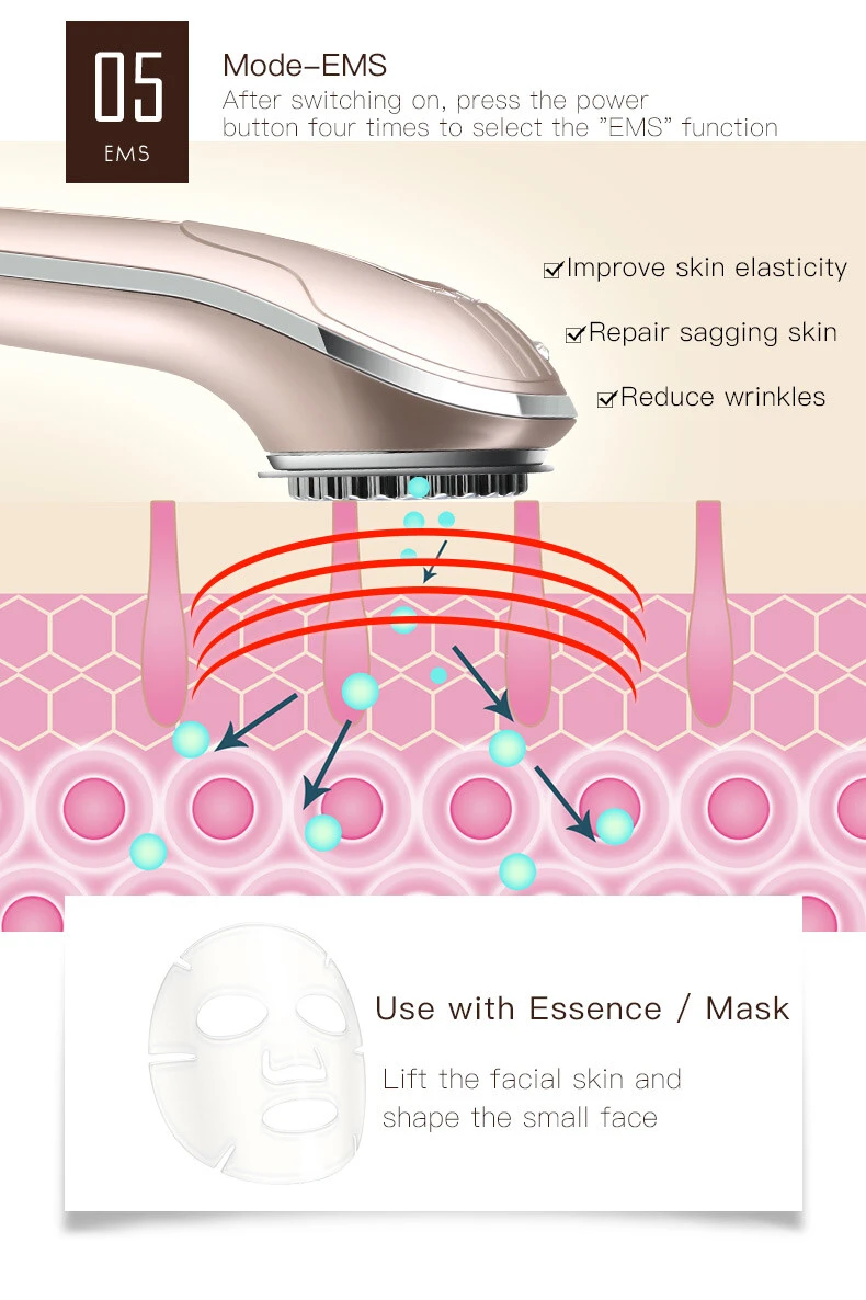 KD9905 Electric Muscle Stimulation Multiple Functions RF/EMS Anti Aging Beauty Equipment for Men and Women